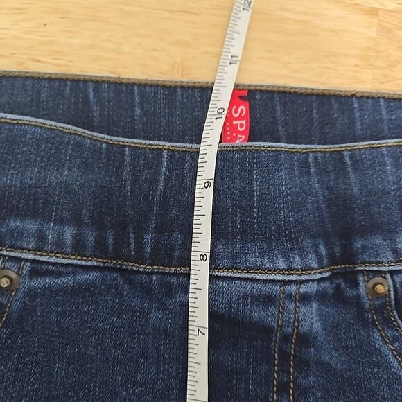 Spanx Jeans Womens Size Small Distressed Skinny Pull On Raw Hem Stretch Blue - Picture 6 of 10